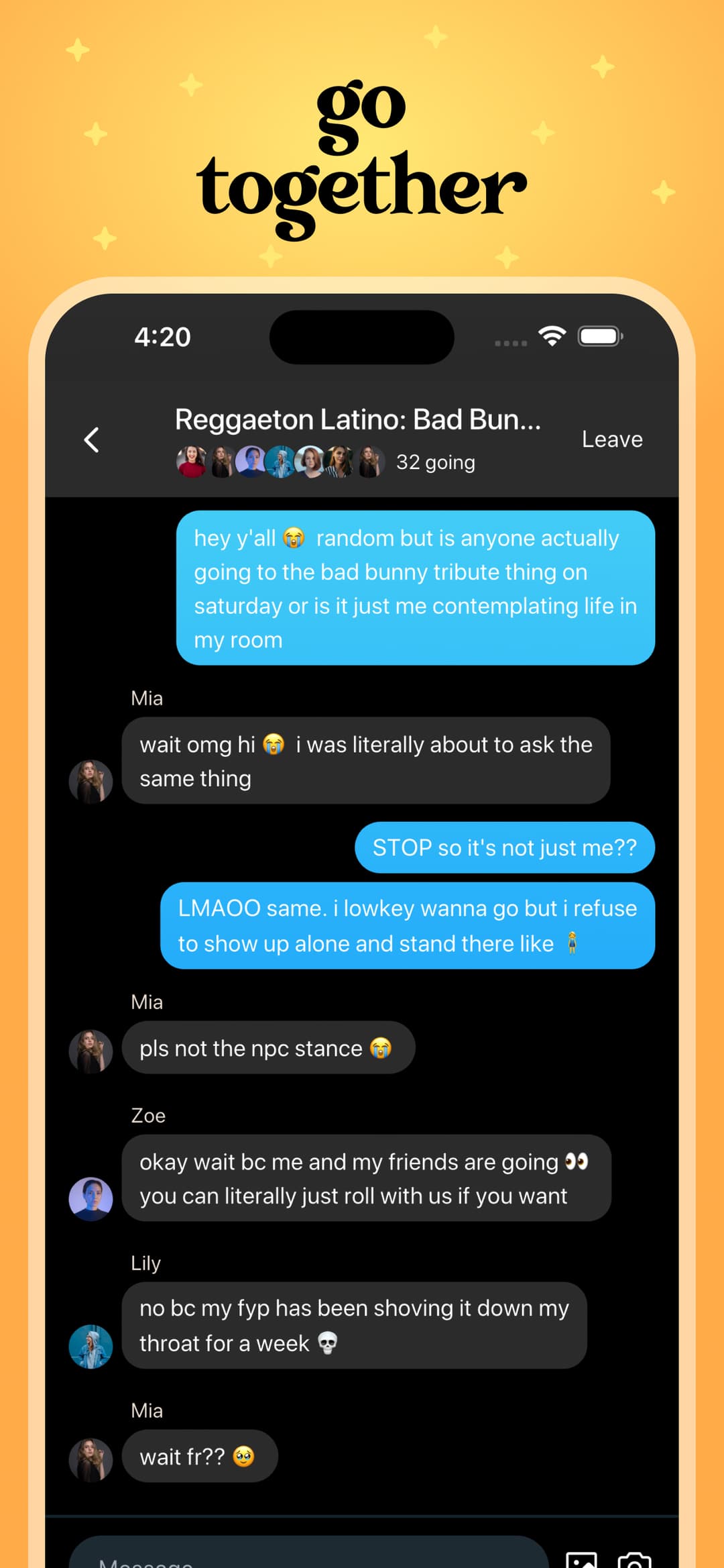 Group chat for events